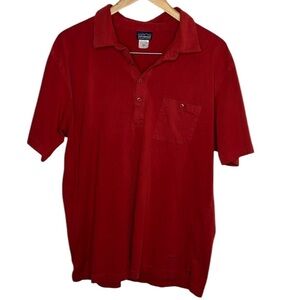 Patagonia Red Organic Cotton Pocket Polo Shirt Men's Size L